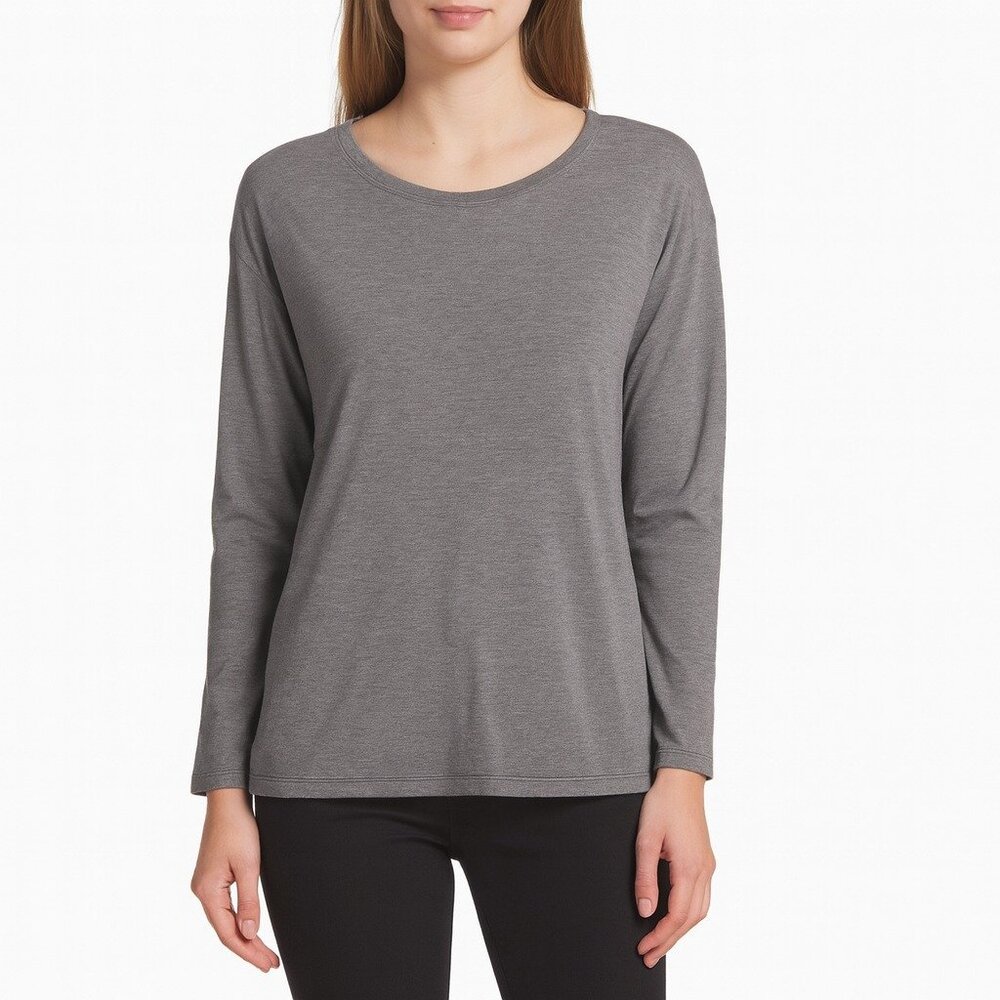 Becool Smoke Gray Long Sleeve Pullover Top Size M  Basic Soft Tee
